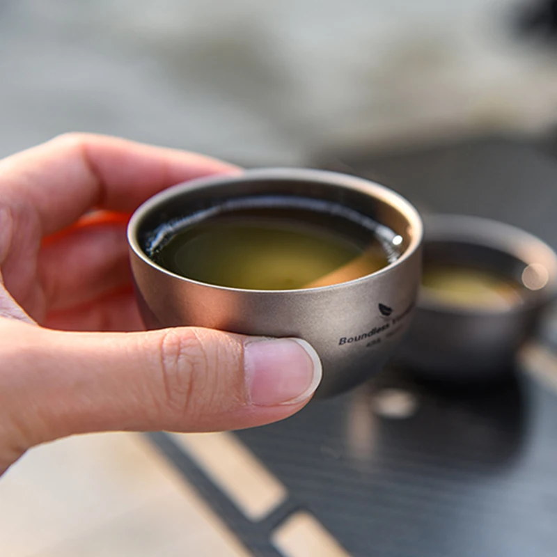 

Boundless Voyage Titanium Tea Cup, Double Wall Anti-scalding Mini Tea Cup, Outdoor Camping Tableware Titanium Sake Cup