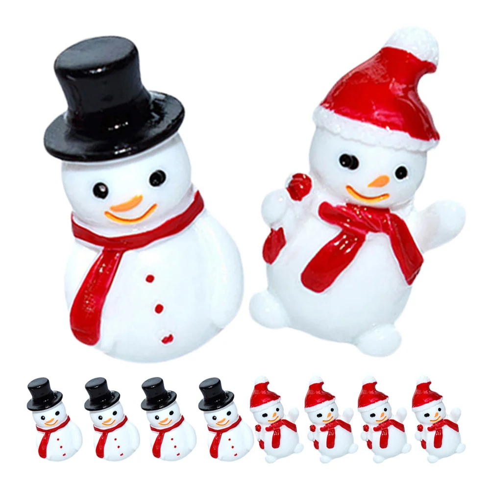 

10Pcs Mini Resin Christmas Snowman Ornaments Tiny 3D Snowmen for Fairy Garden DIY Xmas Micro Landscape Decoration