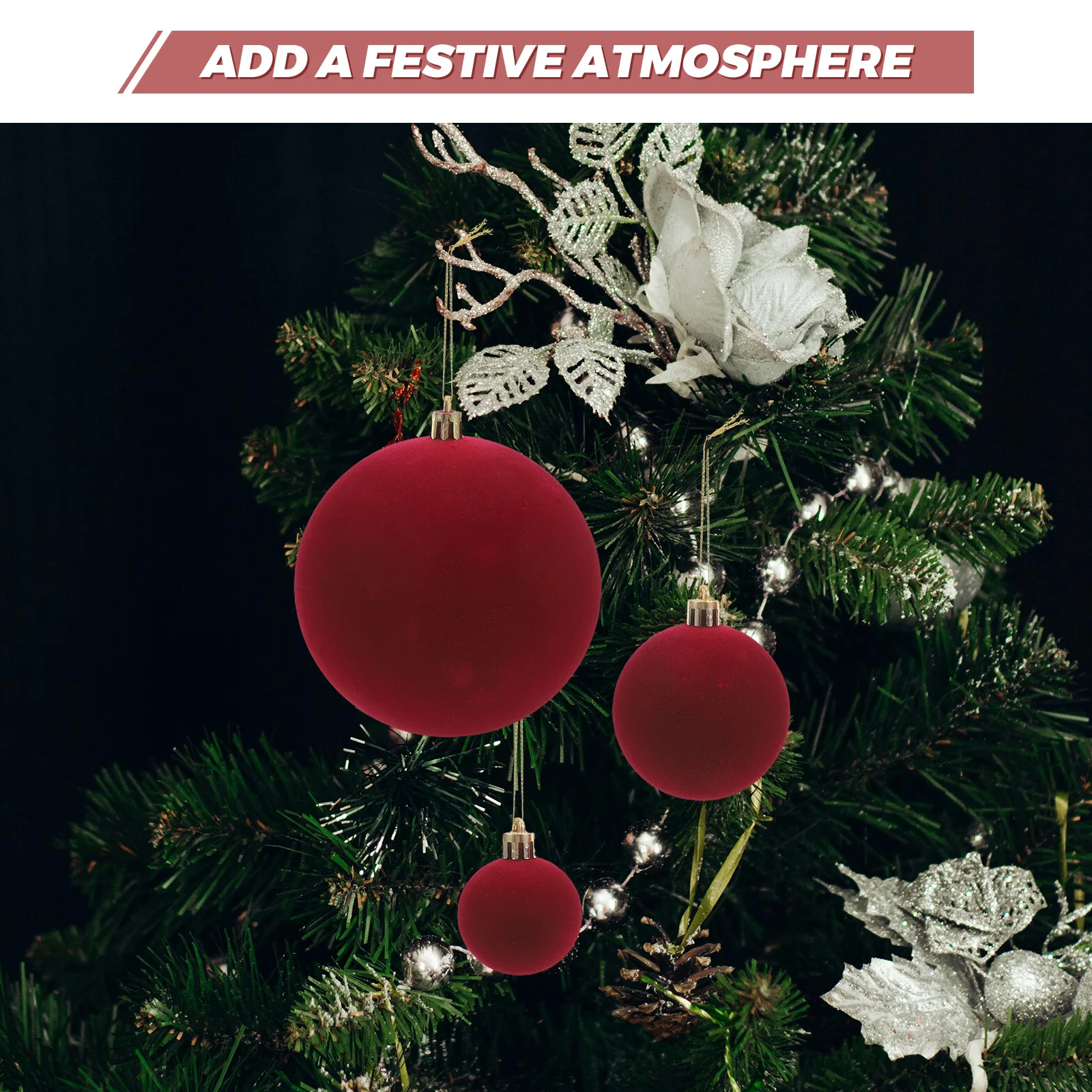 

15pcs Ball Ornaments Valentine'S Day Decorations Flocked Shatterproof Baubles For Tree Party Room Decor Large Ornament Set