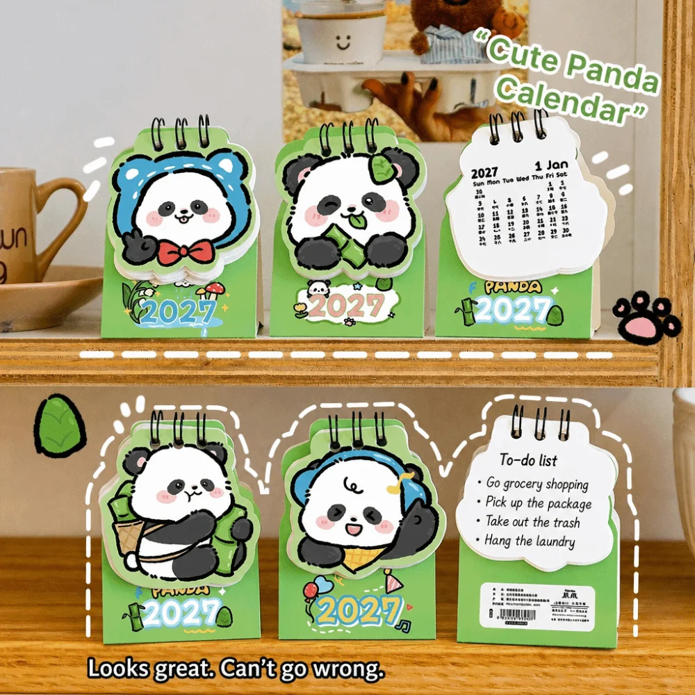 Creative Mini 2027 Desk Calendar Double Coil Schedule Mark Monthly Planner Cartoon Schedule Planner Desktop Ornaments