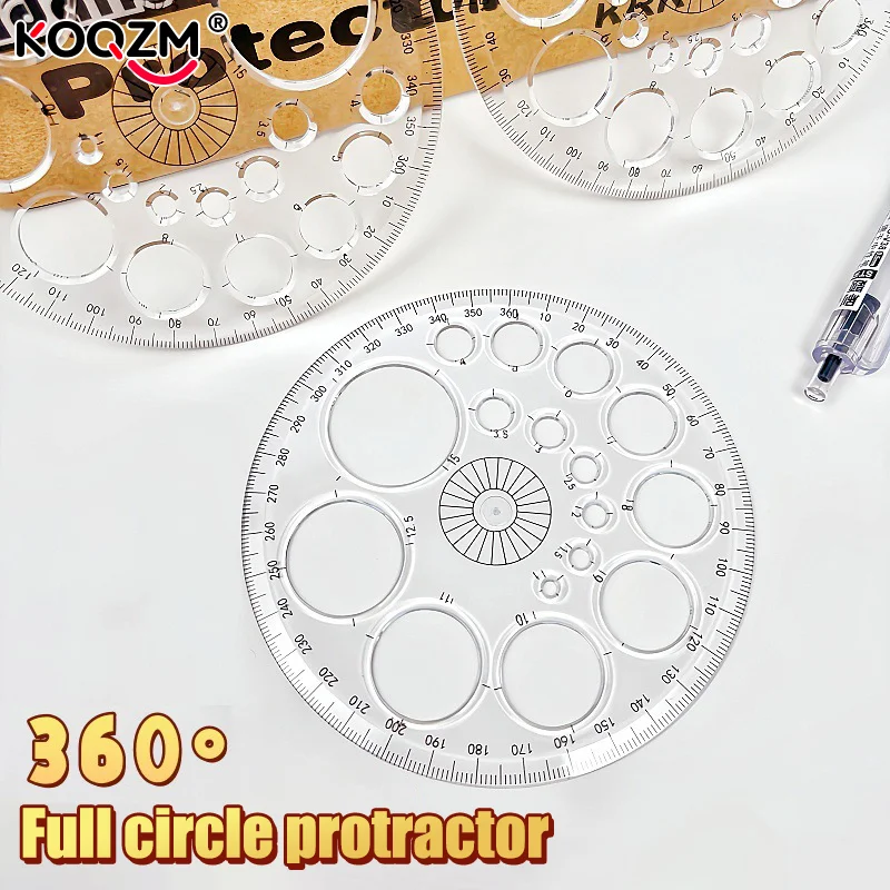 

5Pcs Multifunctional 360 Degree Protractor Ruler Drawing Circle Template Measuring Tool Geometric Drawing Stencils Tools