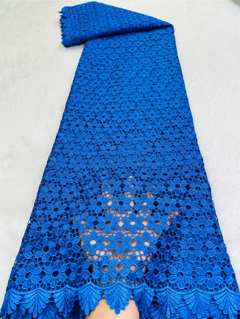 Blue African Guipure Cord Fabric High Quality Nigerian Embroidery Water Soluble Mesh Materials Tissu Africain For Dress NW1