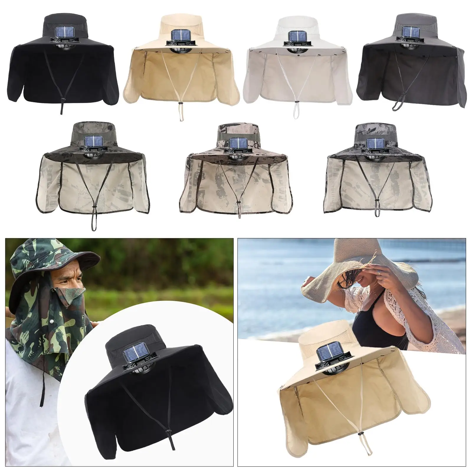 

Sun Hat Solar Fan Hat 3 Speeds Adjustable Portable Fan Cooling Hat for Beach
