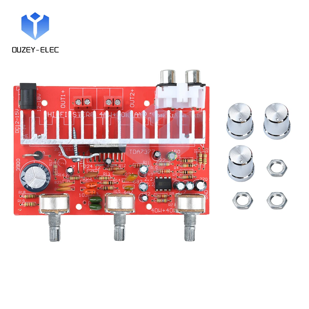 

DC 12~15V Car Audio Amplifier Board TDA7377 Dual Channel Stereo 40Wx2 Audio Power Amplifier for 3~6 inch Speakers