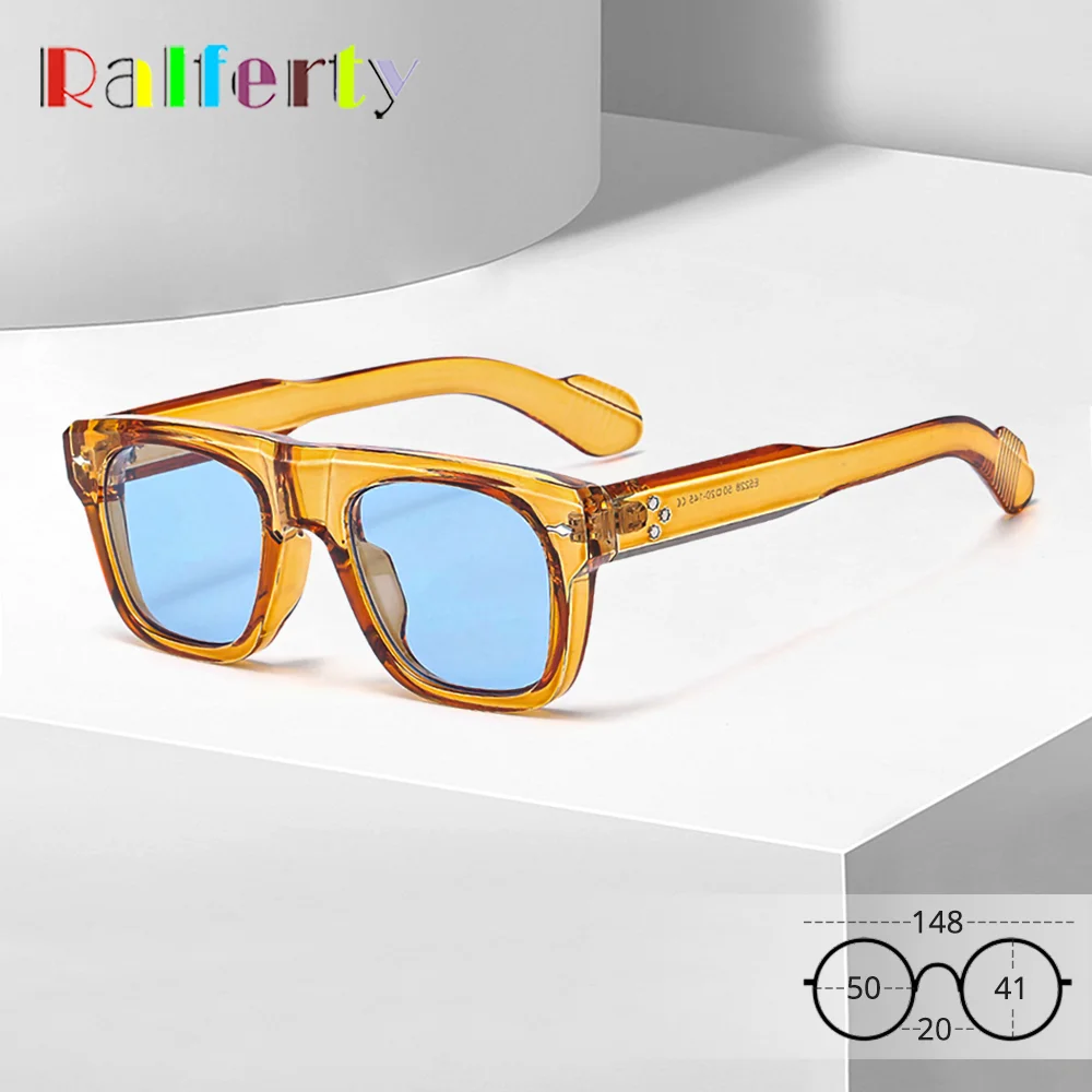Óculos de Sol Retrô Ralferty para Mulheres e Homens, Designer de Marca, UV400, Estilo Vintage com Armação Plástica Grossa, 2026