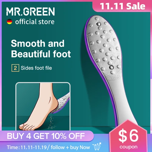 MR.GREEN-herramientas para el cuidado de los pies, lima para pies, escofinas, callos, pies muertos, juegos de removedor para el cuidado de la piel, acero inoxidable, profesional, dos lados