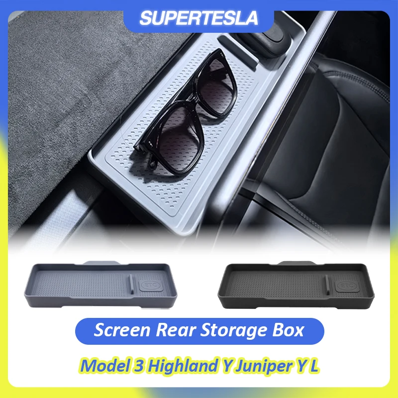 

Screen Rear Storage Box For Tesla Model 3 Highland Model Y Juniper Model Y L 2026 ETC Bracket Storage Box Car Accessories New