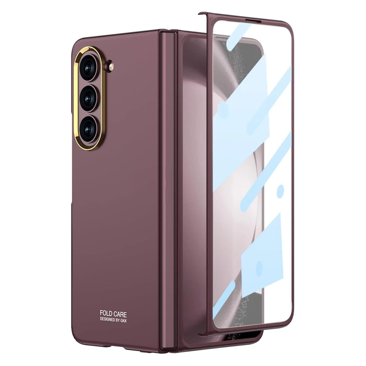 Case Compatible with Samsung Galaxy Z Fold 5 Case, Z Fold 5 Tempered Glass Screen Protector Case, Hard PC Slim Shockproof