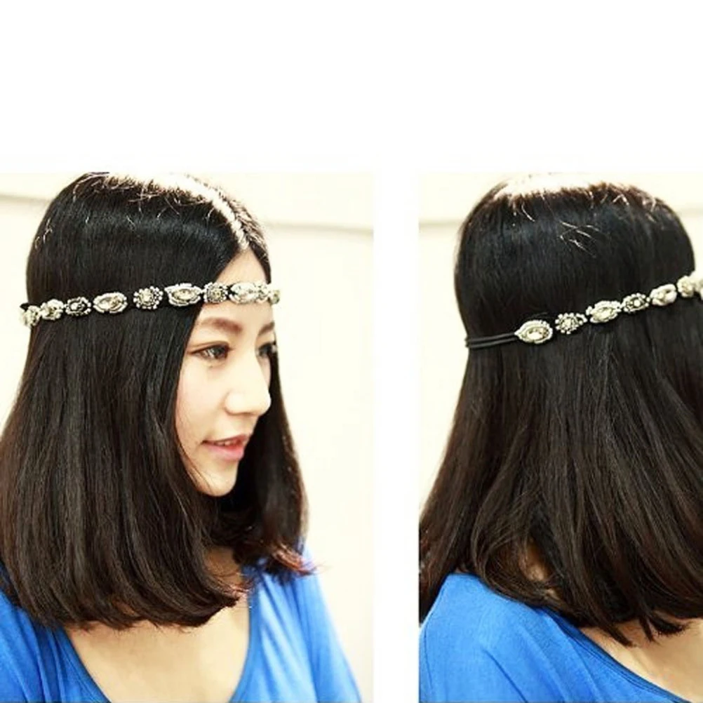 

2 Pcs Rhinestone Headband Daily Bling Headbands for Women Western Style Unique Crystal Stretch