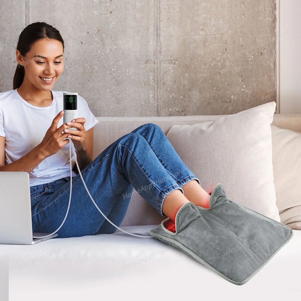 9-gear Electric Foot Heating Pad Portable Winter Soft Plush Washable Foot Warmer 4 Timer Heater Foot Warming Mat for Home Office