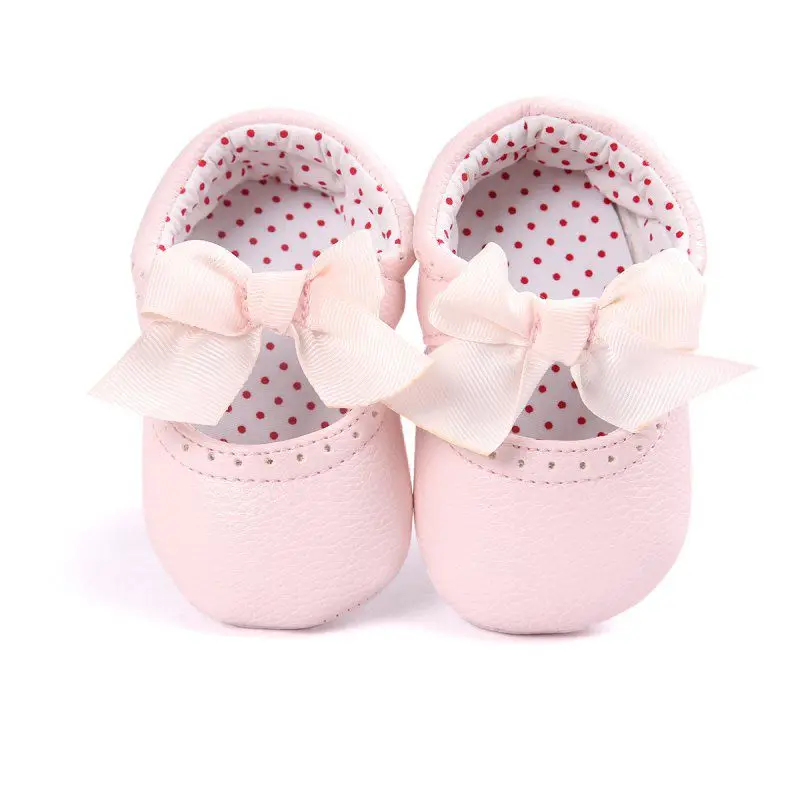 Sepatu bayi untuk bayi perempuan baru lahir sepatu putri PU pita kulit antiselip sol lembut sepatu belajar berjalan sepatu bayi perempuan 0-18 bulan