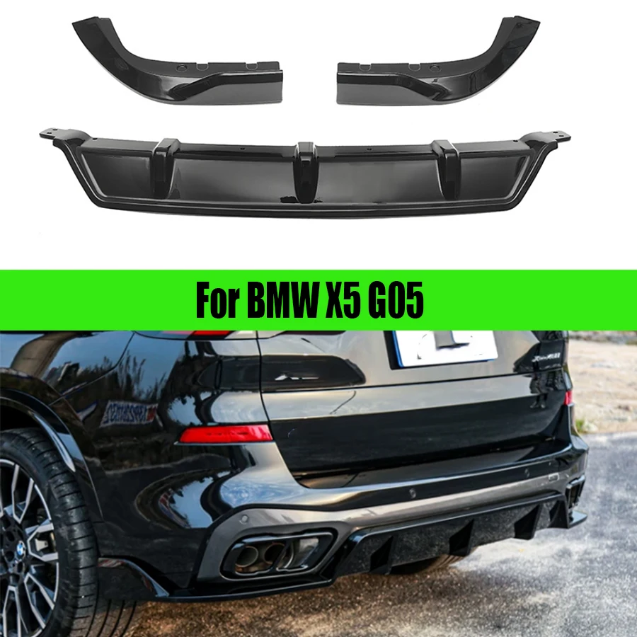 For BMW X5 G05 2018-2025 Bright Black Rear Bumper Diffuser Spoiler Rear Splitters Spoiler Back lip Diverter black Diffuser