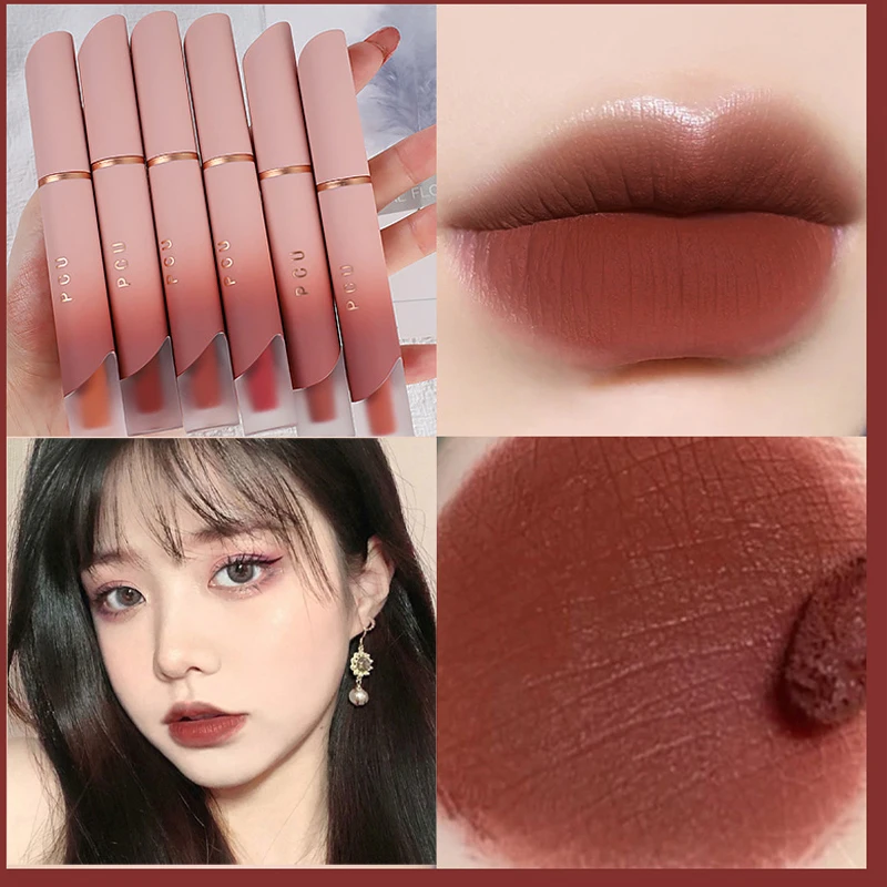 Błyszczyk Matte Velvet Lip Mud Nude Matte Chocolate Lipstick Red Lip Tint Glaze Koreański Wodoodporny Trwały Makijaż Kosmetyki Damskie