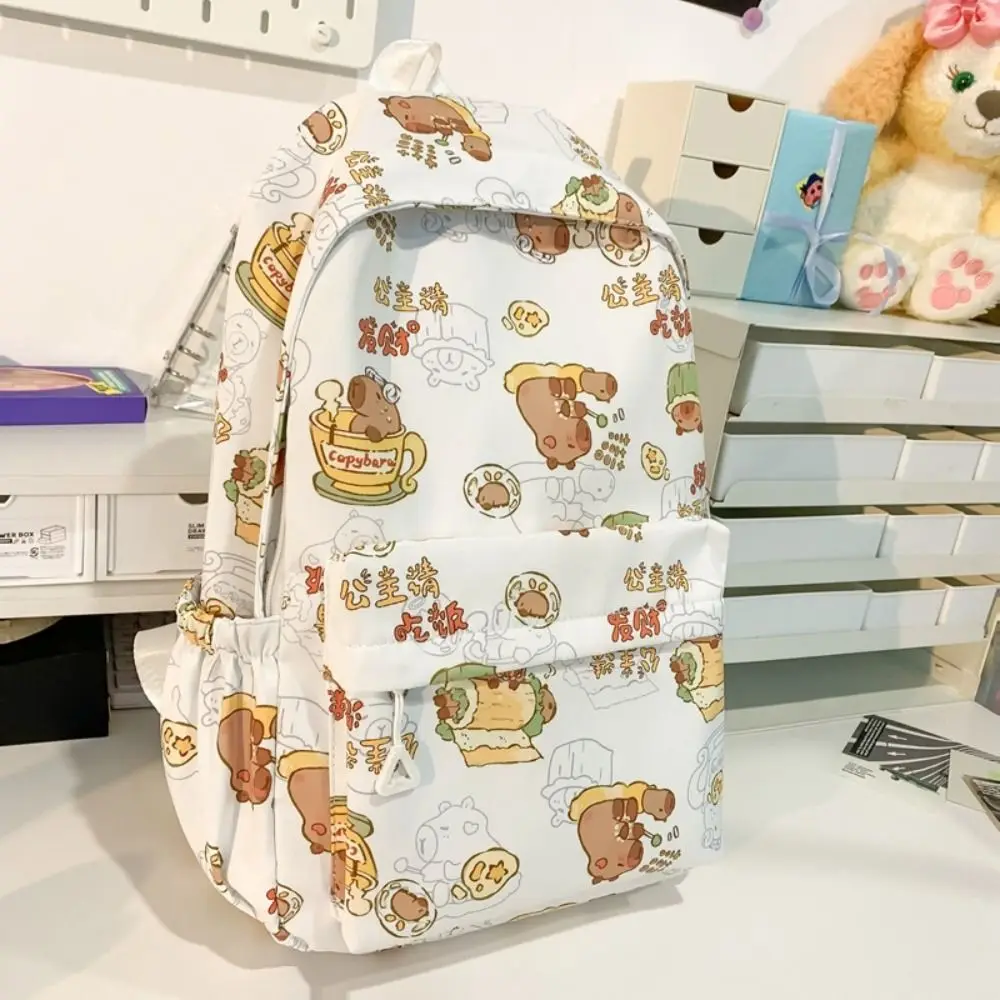 cartoon Capybara School Bag School کے ساتھ بڑی صلاحیت والا Capybara Backpack کوریائی طرز کا جانور Capibara کندھے کا بیگ