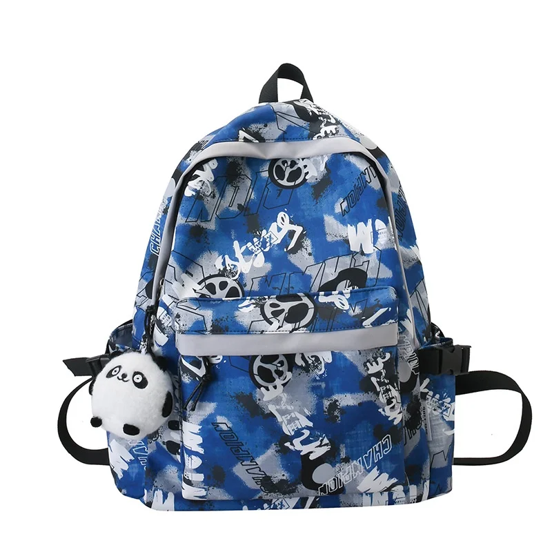 

Korean Popular Cool Boys Girls Graffiti Schoolbags Junior Senior High School Students Backpacks New Fashion Simple Computer Bag