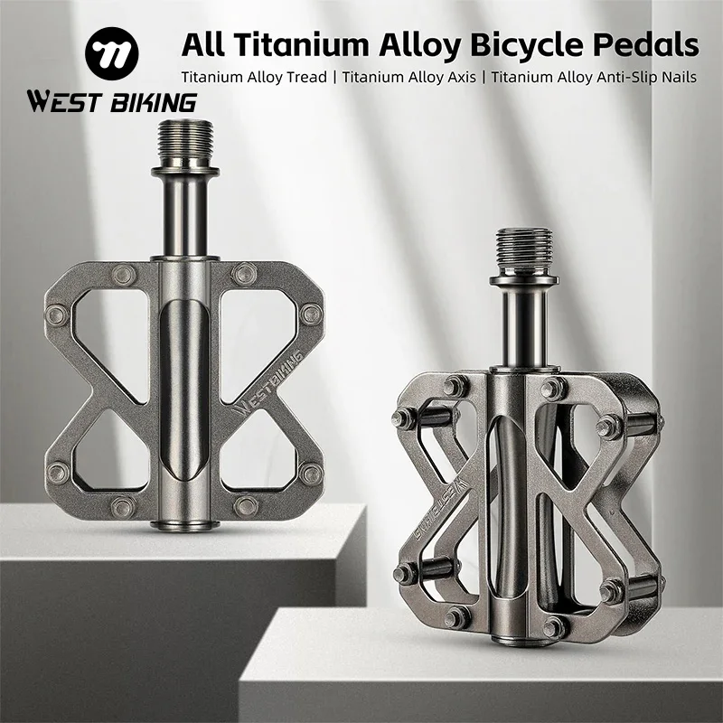 

WEST BIKING All Titanium Alloy Bicycle Pedal Ultralight Anti-slip MTB Road Bike Pedal Professional Racing Pedal Bike Accessories