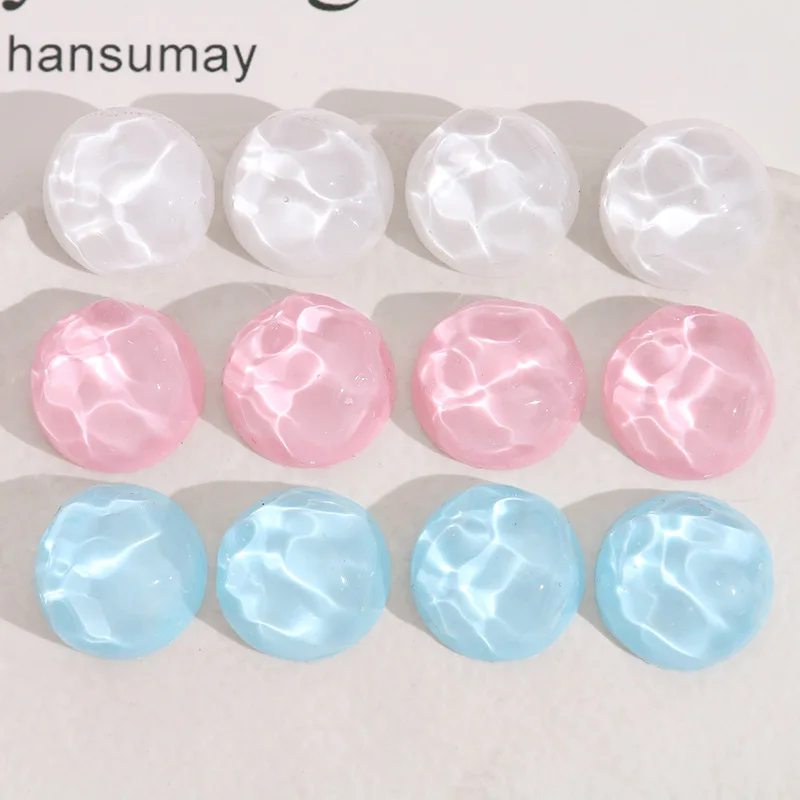 2pcs 20Mm small fresh ice-through concave-convex geometric round resin earrings women's mobile phone case DIY jewelry accessorie