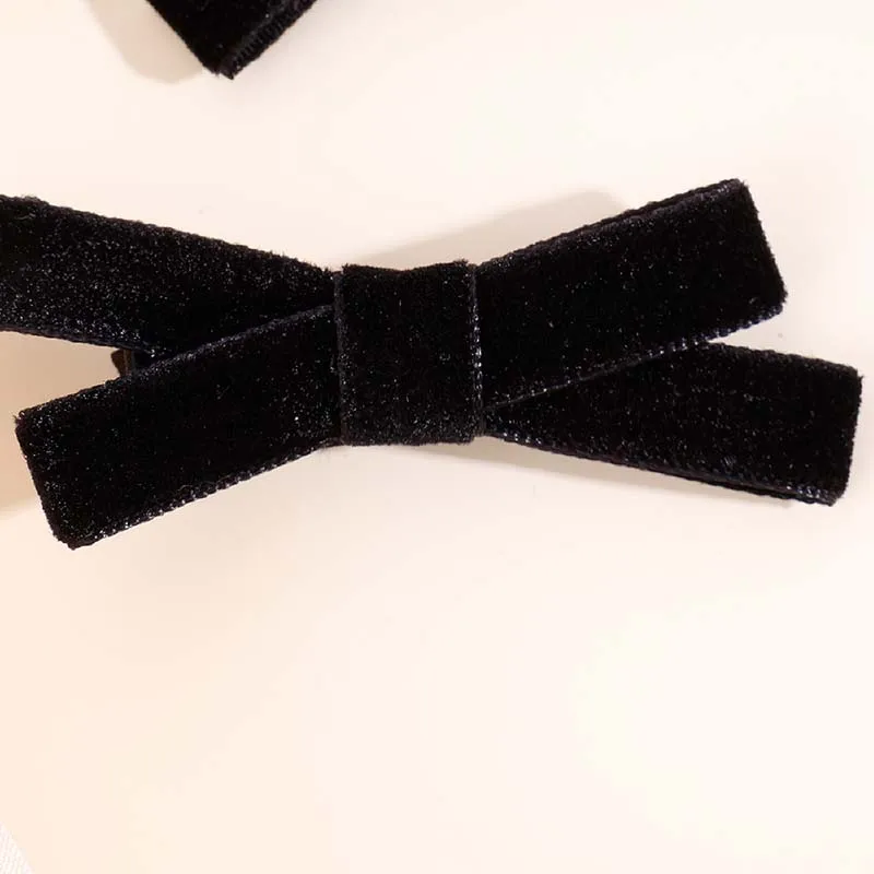 ncmama 2PCS Retro Black Velvet Bowknot Hair Clips Ribbon Bow Hairpin Girl Small Barrettes Kids Headwear Korea Hair Accessories