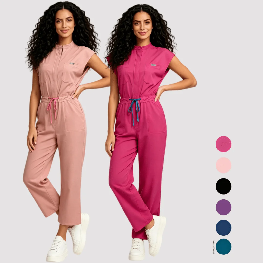 Slim Fit High-End Scrubs Solid Color Workwear Nurse Jumpsuit Pet Hospital Clinic Uniform