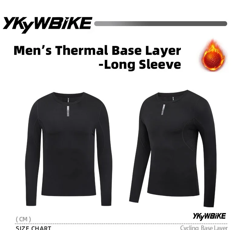 YKYWBIKE Herren Radfahren Basisschichten Winter & Herbst Fahrrad Unterhemd Langarm Thermofleece Rennrad Radfahren Basisschicht – Detail 1