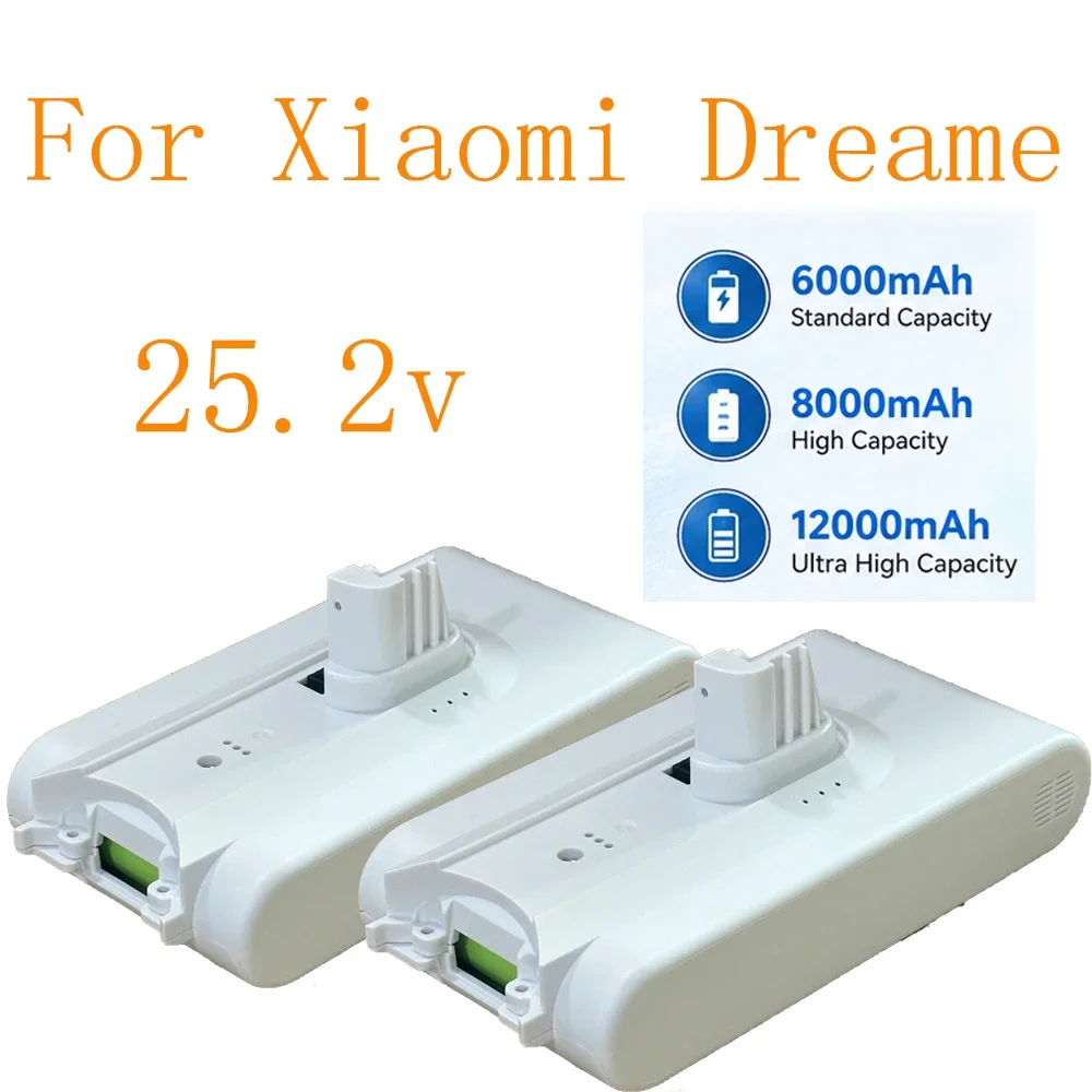 25.2V Safe Multi-Protected Vacuum Battery 6000/8000/12000mAh Fit Dreame V8 V9 V10 Cordless Handheld Cleaner