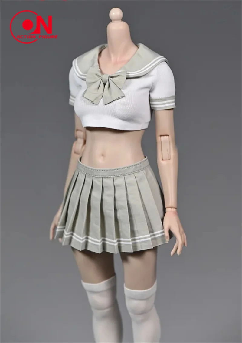 تخصيص 1/6 فتاة المدرسة قصيرة JK موحدة مطوي تنورة الملابس نموذج صالح 12 ''worldbox الجندي عمل الشكل الجسم الدمى #3