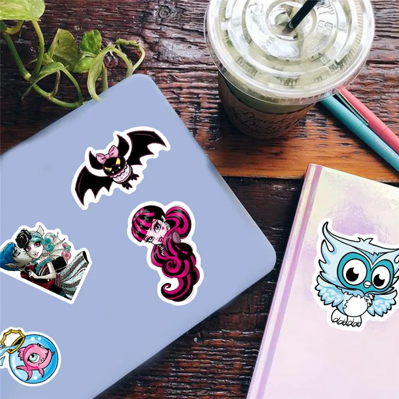 50Pcs Monster High Stickers for Water Bottles,Gifts Cartoon Movie Stickers,Vinyl Waterproof Draculaura Stickers for Laptop