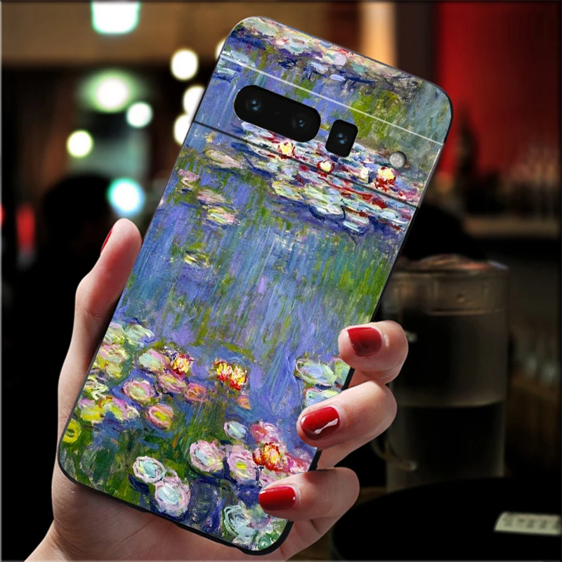 حافظة لهاتف جوجل بيكسل 10 9 برو XL 9A 8 7 6 برو بيكسل 8A 7A 6A بكسل 8 7 6 5 كلود مونيه جاردن لوتس بريدج