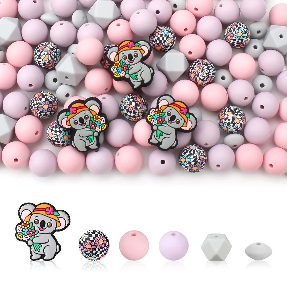 30pcs focals silicone beads cute koala bouquet set for jewelry making pen necklace decoration jewelry accessories creative gifts