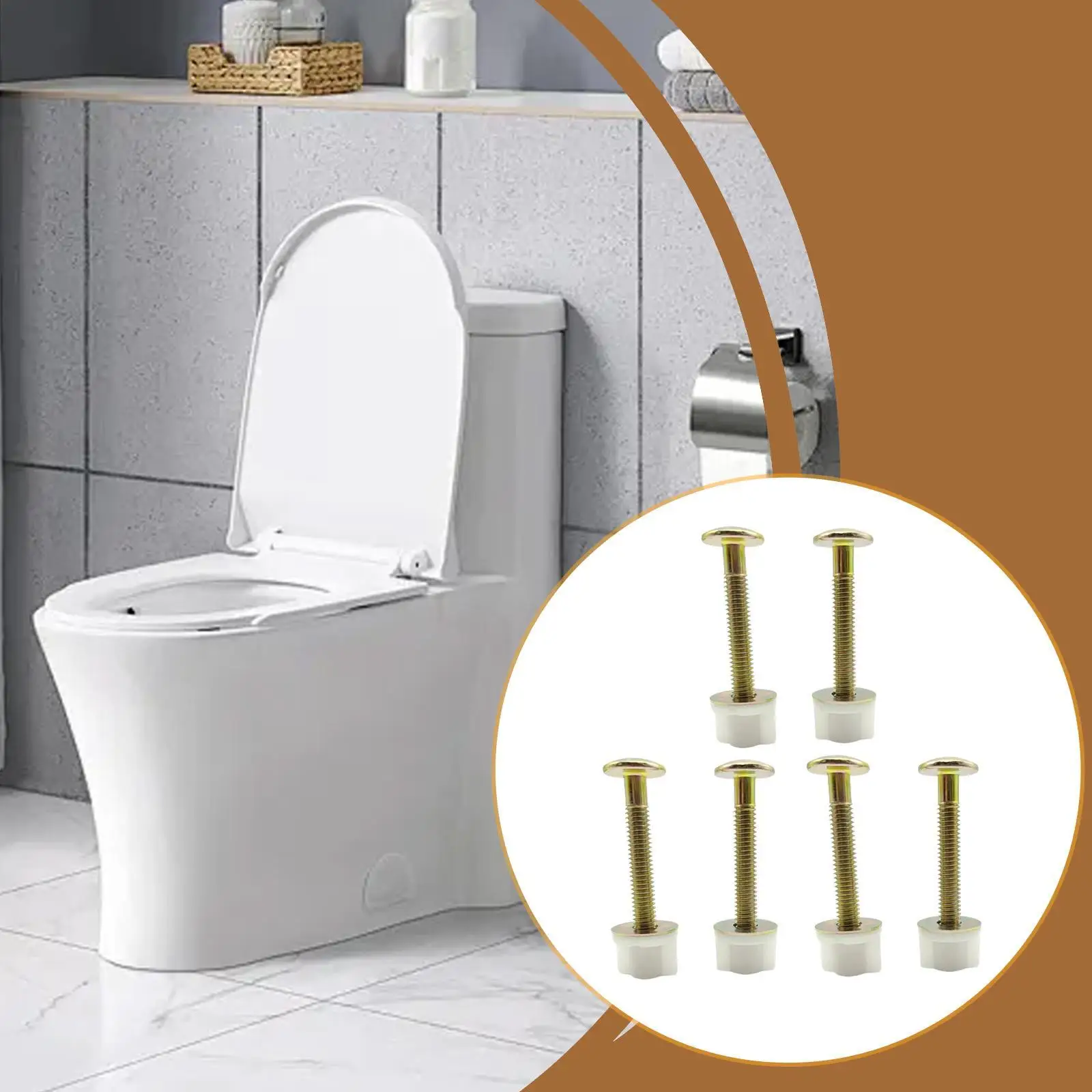 

6x Toilet Seat Screws Hinge Bolts and Nuts No Wiggle Fasteners Universal Quick Fixing Metal Hardware Water Tank Screws