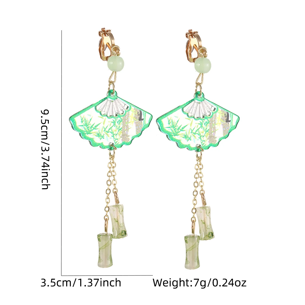 Simple Retro Elegant  Clip on Earrings Without Piercing Handmade Chinese Ancient Style Chinese Classic Earrings