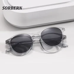 SORBERN Fashion Light Weight TR90  Memory Round Eyeglasses Men Women Magnet Polarized Lens Clip On Sunglasses Magnetic Glasses