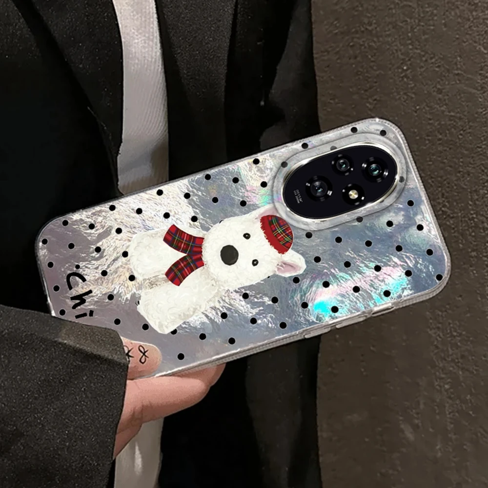 Circle Dot Cute Puppy Phone Case For Huawei Honor 400 200 Pro Magic7 6 5 Lite 90 Smart X7c X9c X9a X8a X8b X8c Girls Funda Cover