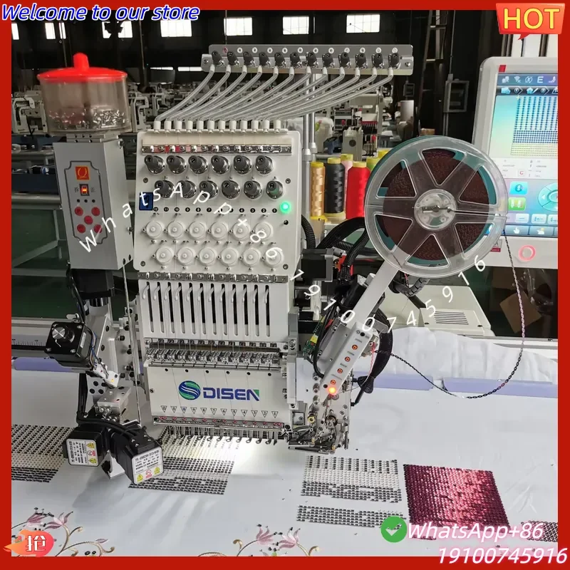2026Hot Automatic Advanced Multi Function High Speed Single Head Computer Sequins Coiling Taping Beads Flat Embroidery