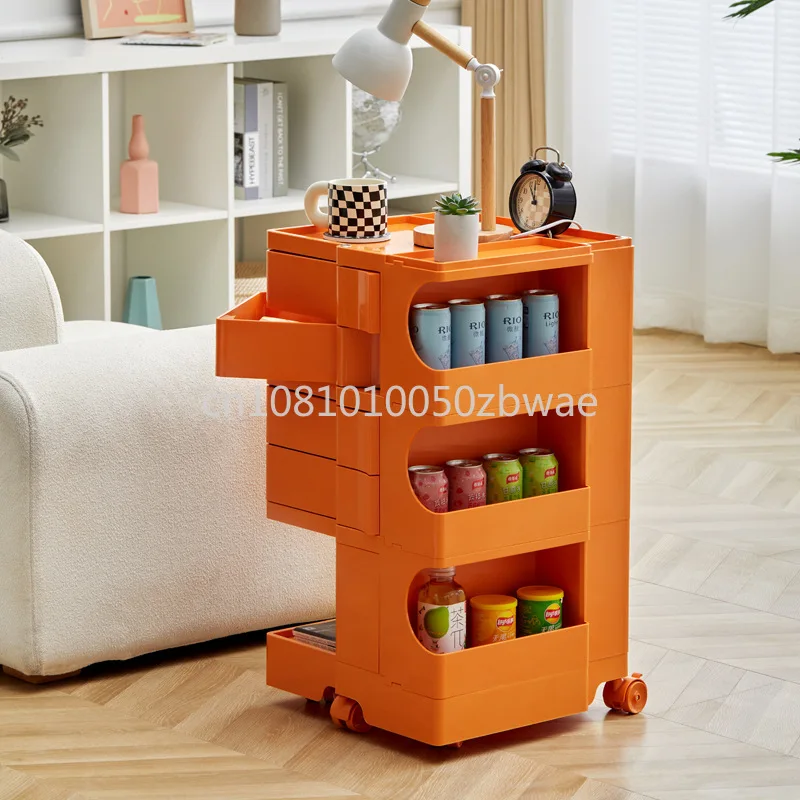 Three-Layer Bedside Table Nordic Creative Furniture Net Red Ins Style Movable Locker Rotating Storage Cabinet