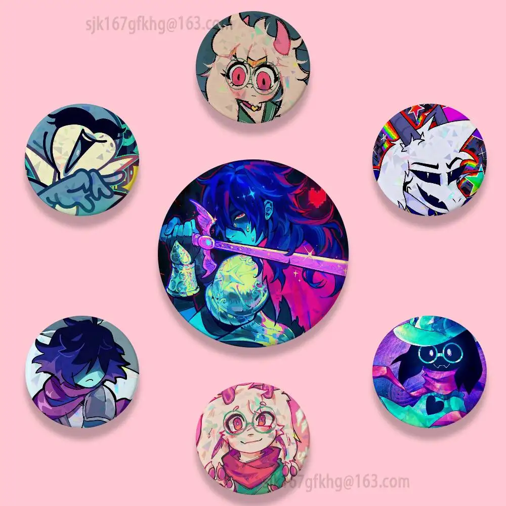 

D-Deltarune Kris Game 32 58mm Anime Handmade Round Brooch Exquisit Enamel Lapel Pins for Gift Clothes Hat Backpack Accessorie