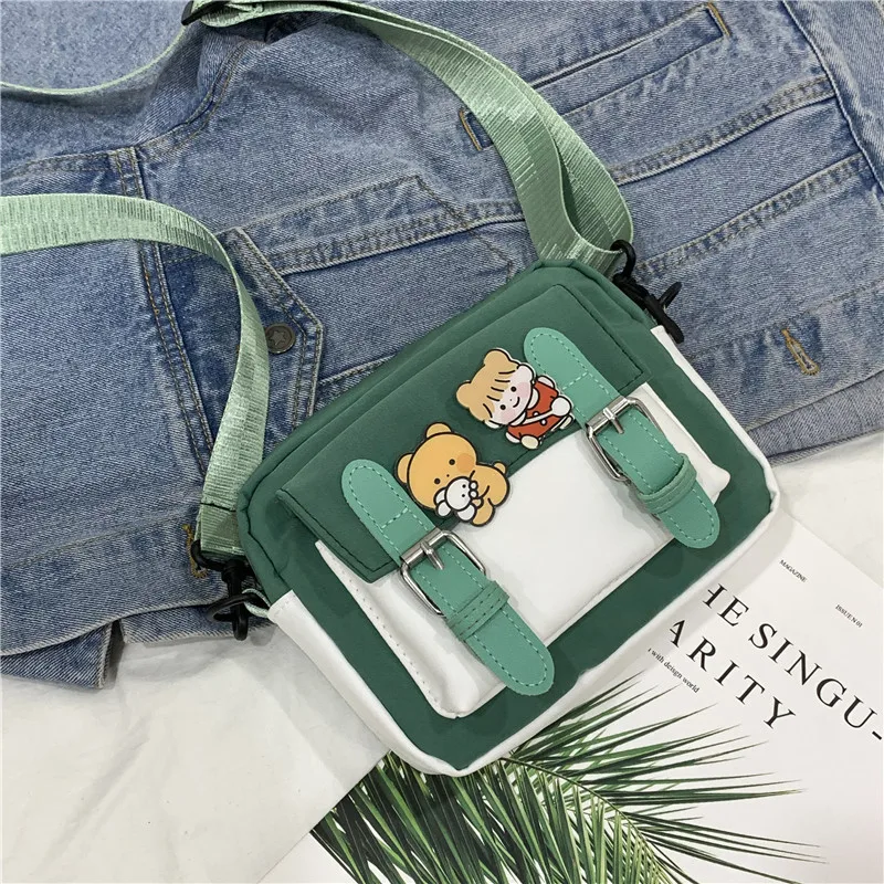 Crossbody Female 2023 New Cute Girl Canvas Student versione coreana borsa quadrata piccola monospalla multifunzionale All-match Cross