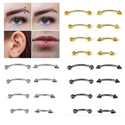 8Pcs/Set Eyebrow Piercing Jewelry Surgical Steel Curved Barbell Tiny Eyebrow Ring Vertical Labret Lip Ear Rook Navel Small