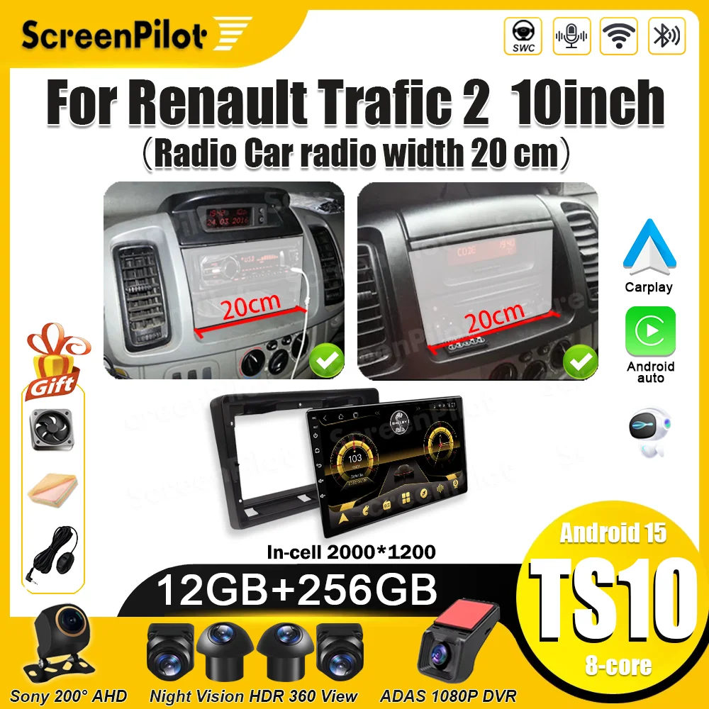 Android 16 FOR Car Radio Renault Trafic 2 For Opel Vivaro A For Nissan Primastar 2006-2014 Multimedia Video Player Carplay RDS