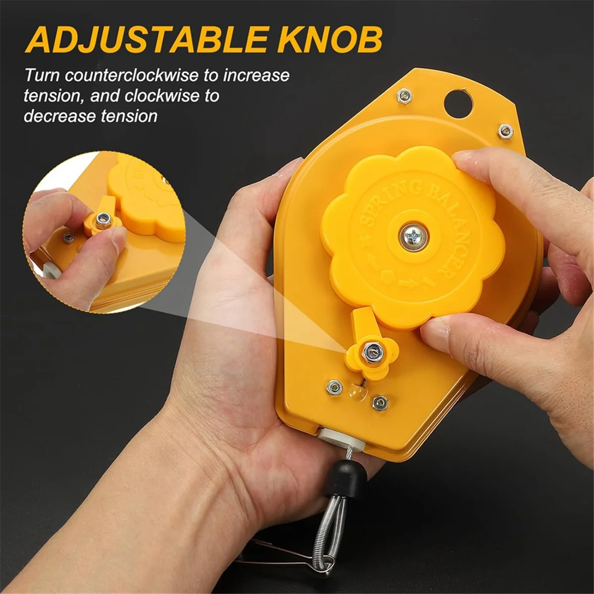 AAA87 Penyeimbang Pegas Dapat Ditarik, Alat Pegas Bantalan Penyeimbang Beban 4 Kaki Retraktor Kabel Dapat Disesuaikan 3,3-6,6 Lbs (1,5-3Kg)