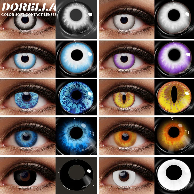 D\'ORELLA 2pcs Colored Contact Lenses For Eyes Cosplay Colored Lenses Blue Contact Lenses Beauty Pupils Halloween Eye Color Lens