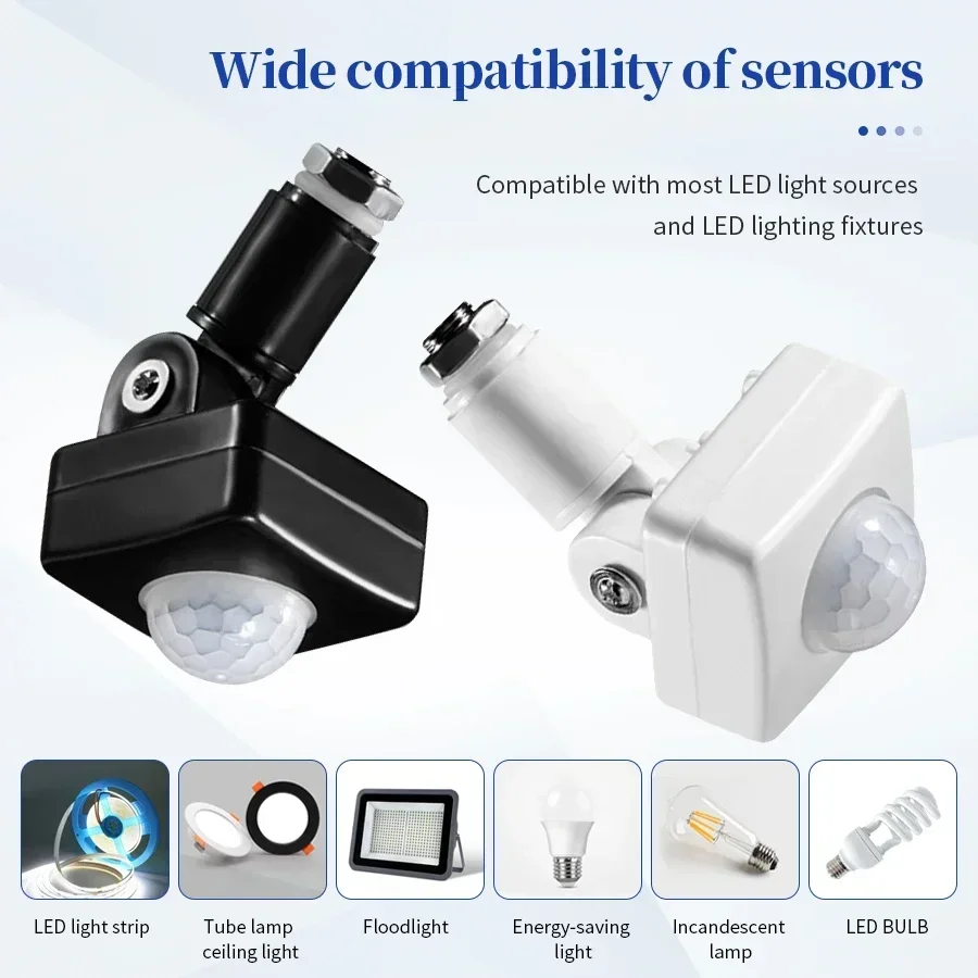 PIR محس حركة لأضواء LED 220 فولت 110 فولت جسم الإنسان الاستشعار كاشف الأشعة تحت الحمراء السيارات الغسق إلى الفجر مغو التبديل وقت قابل للتعديل