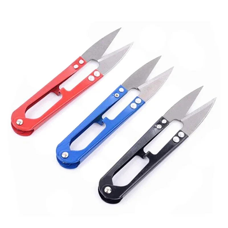 1pcs High Carbon Steel Shear Fish Line Scissors 15g 10.5cm U-shaped Fishing Line Fly Tying Tool Tackle Gear Scissors Sewing