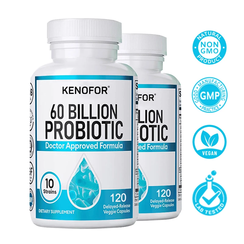 KENOFOR Probiotics 60 Billion CFU Supplement - Supports Overall Digestive Health, Helps with Bloating, Gas and Constipation