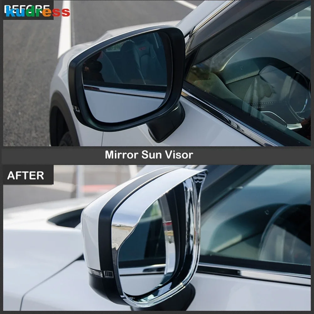 For Mazda CX5 CX-5 KF CX-8 2017-2020 2021 2022 2023 2024 Chrome Car Rearview Mirror Rain Shield Sun Visor Cover Trim Accessories