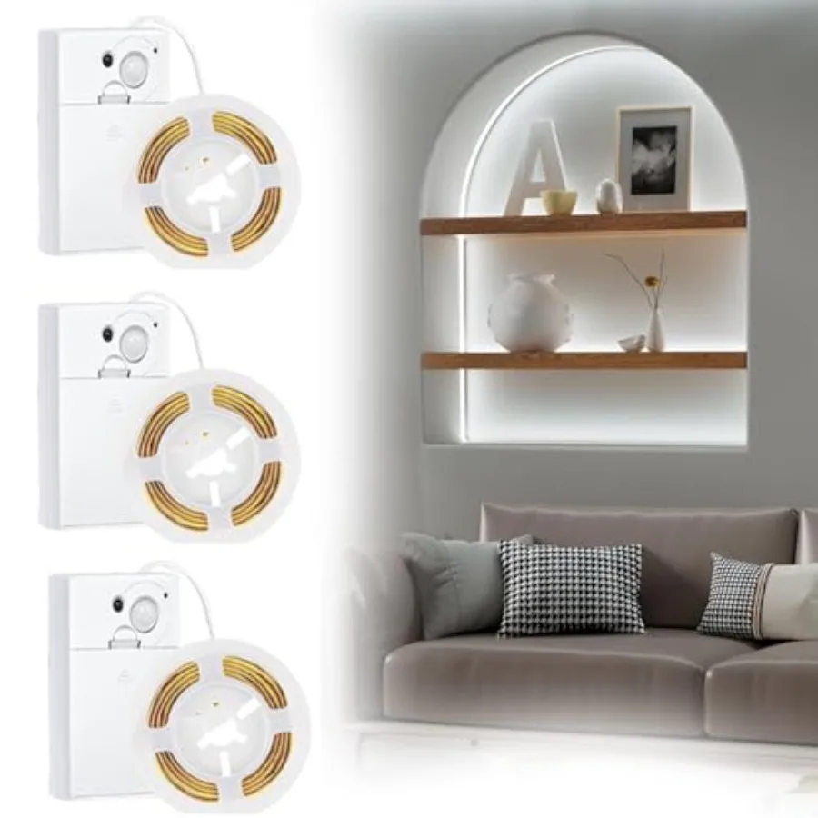 

【Spot goods】COB LED Strip Lights 4.92FT 3Pack 6000K Cool White Battery Powered LED Strip Lights Timer Dimmable Flexible Cuttabl