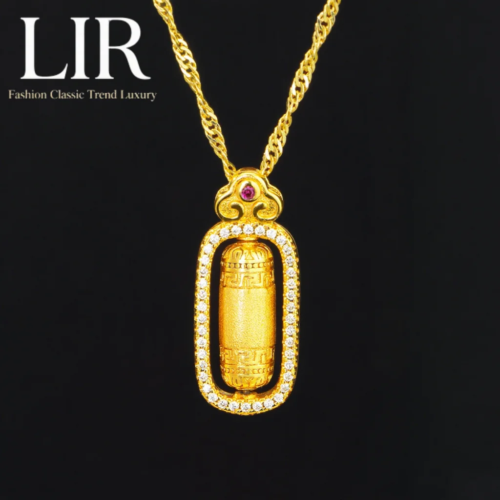 

LIR Fadeless Non-deformable Necklace: Latest Plating Zircon Inlay Rotating Buddhist Six-character Mantra Pendant for Good Luck