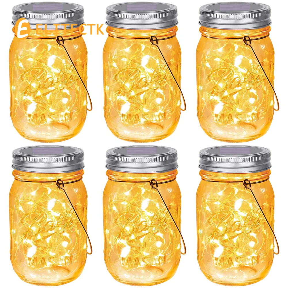 

Mason Jar Solar Lights 30 LEDs Hanging Solar Lights Outdoor Waterproof Solar Lanterns for Patio Garden Hangers and Jars Included