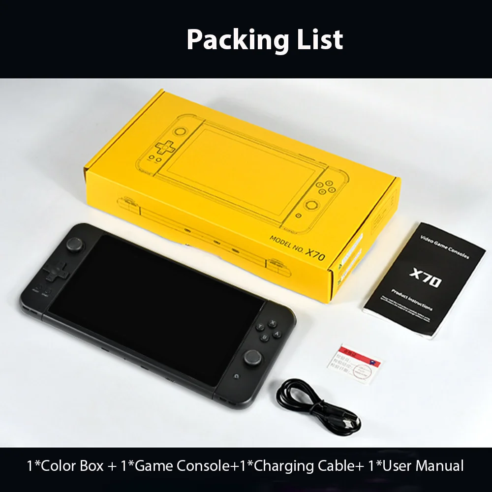 Tolex-X70 وحدة تحكم الألعاب المحمولة ، اللون الأخضر والأزرق ، 7.0 "شاشة TN ، 64G ، 5700 ألعاب ، محاكاة HD ، تلفزيون الإخراج ، وحدة تحكم ألعاب الفيديو
