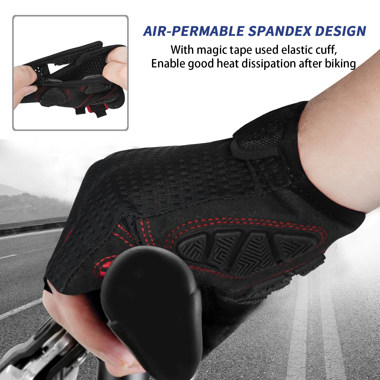 MOREOK Cycling Gloves Breathable Half Finger 5MM Pads Bike Gloves Anti-slip Shock-absorbing Mountain Road Biking Bicycle Gloves